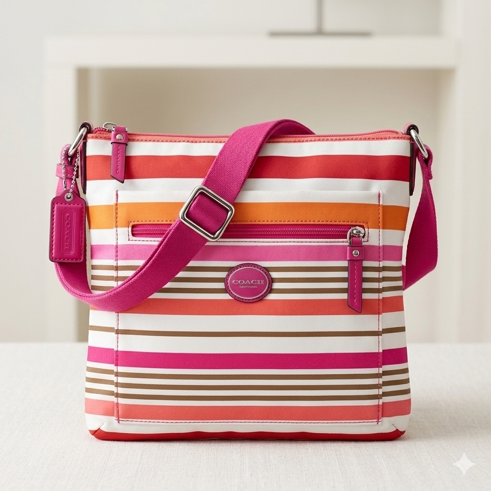 Coach Poppy Multi-Striped East/West Swingpack Crossbody Bag- EUC | MSRP 💲138